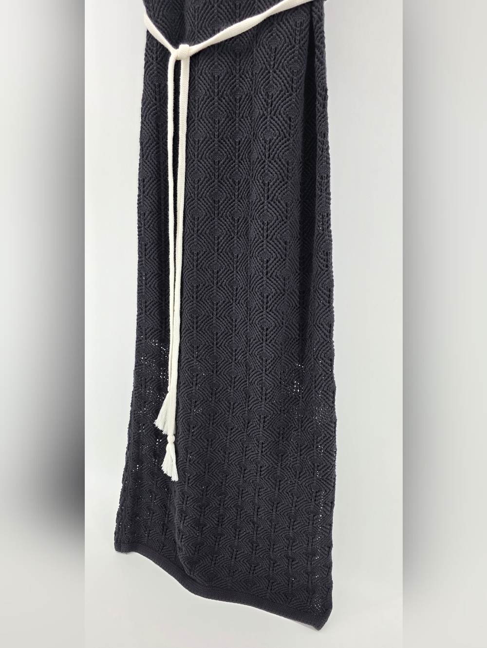 Nine West Black & Cream Crochet Knit Maxi Dress Coastal Chic Boho – Size XS - Picture 6 of 17